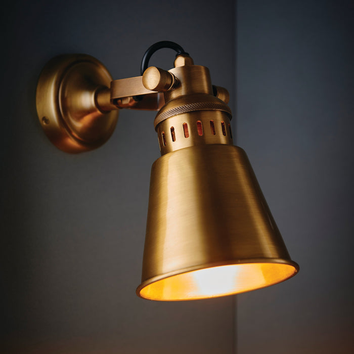 Endon 73104 Elms 1lt Wall Antique solid brass 15W LED E27 (Required) - westbasedirect.com