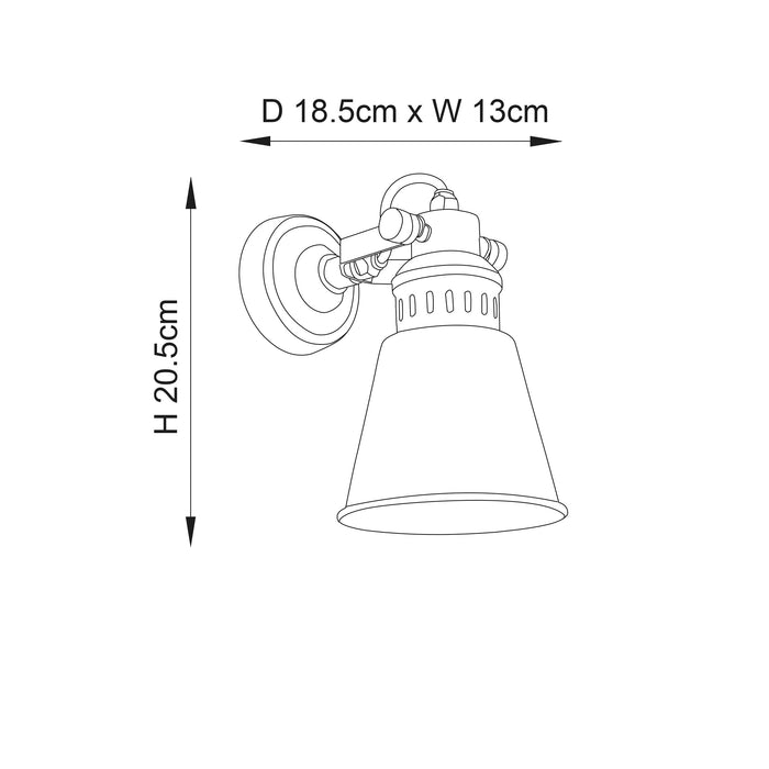 Endon 73104 Elms 1lt Wall Antique solid brass 15W LED E27 (Required) - westbasedirect.com