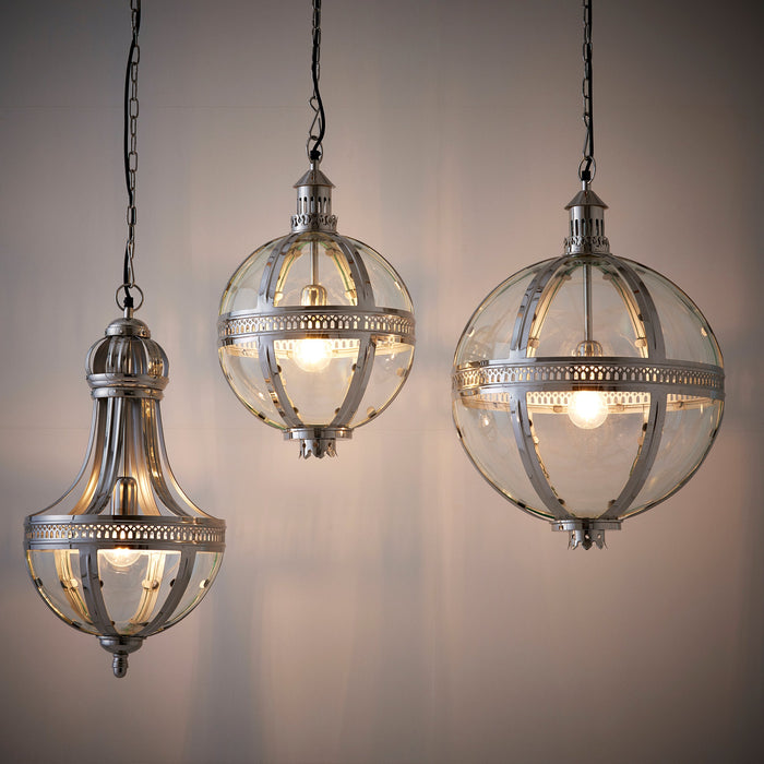 Endon 73109 Vienna 1lt Pendant Bright nickel solid brass plated & clear glass 40W E27 GLS (Required) - westbasedirect.com