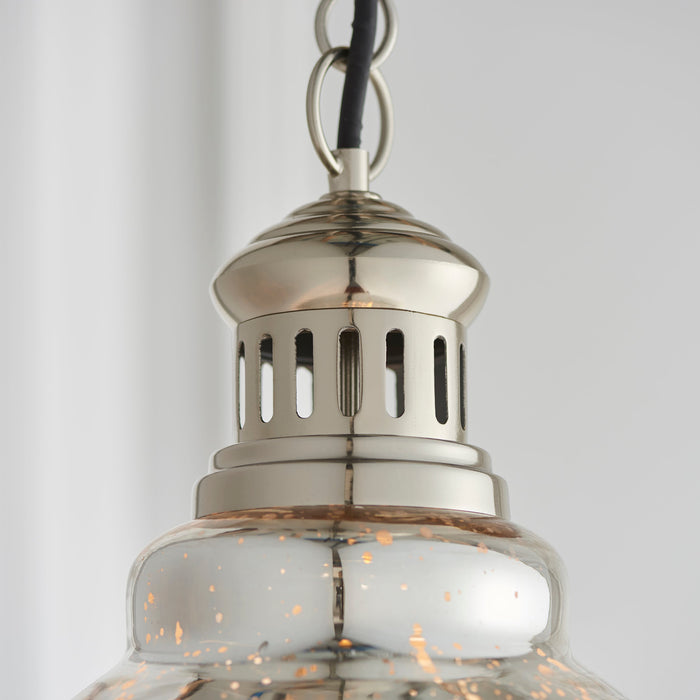 Endon 73569 Darna 1lt Pendant Bright nickel plate & mercury glass 15W LED E27 (Required) - westbasedirect.com