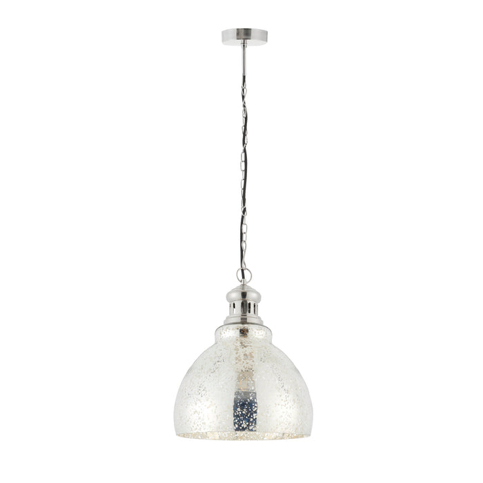 Endon 73569 Darna 1lt Pendant Bright nickel plate & mercury glass 15W LED E27 (Required) - westbasedirect.com