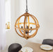 Endon 73575 Toba 4lt Pendant Mango wood & dark bronze paint 4 x 40W E14 candle (Required) - westbasedirect.com