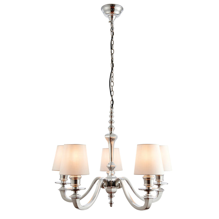 Endon 73598 Finsbury 5lt Pendant Polished aluminium 5 x 60W E14 candle (Required) - westbasedirect.com