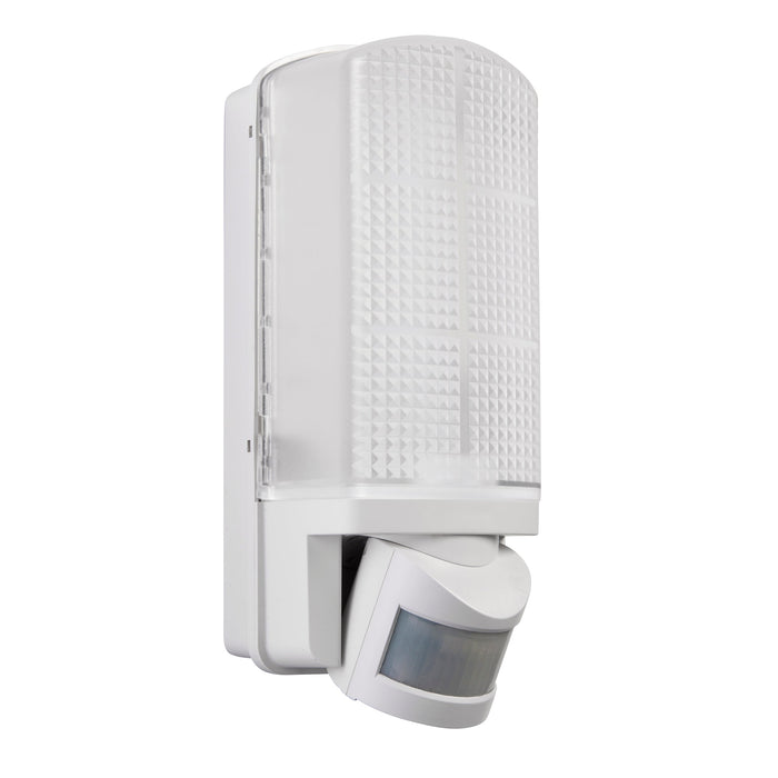 Saxby 73717 Motion LED PIR 1lt wall IP44 6W Frosted & gloss white pc 6W LED module (SMD 2835) CCT - westbasedirect.com