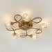 Endon 73757 Aherne 5lt Semi flush Antique brass plate with clear glass & antique brass wire 5 x 33W G9 clear capsule (Required) - westbasedirect.com