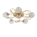 Endon 73757 Aherne 5lt Semi flush Antique brass plate with clear glass & antique brass wire 5 x 33W G9 clear capsule (Required) - westbasedirect.com