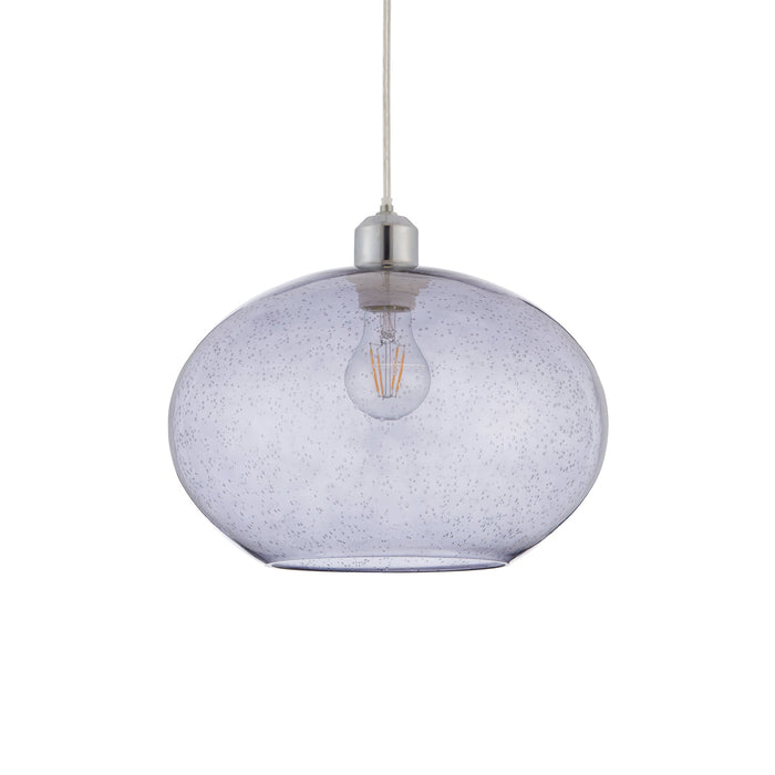 Endon 73976 Dimitri 1lt Pendant easyfit Grey glass with bubbles 40W E27 or B22 GLS (Required) - westbasedirect.com