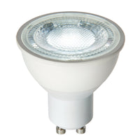 Saxby 74045 GU10 LED SMD 60 degrees 7W Matt white plastic & clear prismatic pc 7W LED GU10 Daylight White