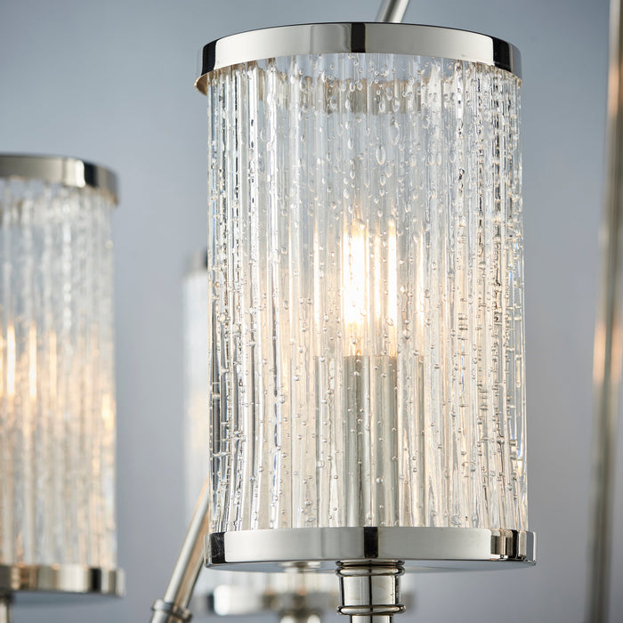 Endon 74128 Easton 6lt Pendant Bright nickel plate & ribbed bubble glass 6 x 40W E14 candle (Required) - westbasedirect.com