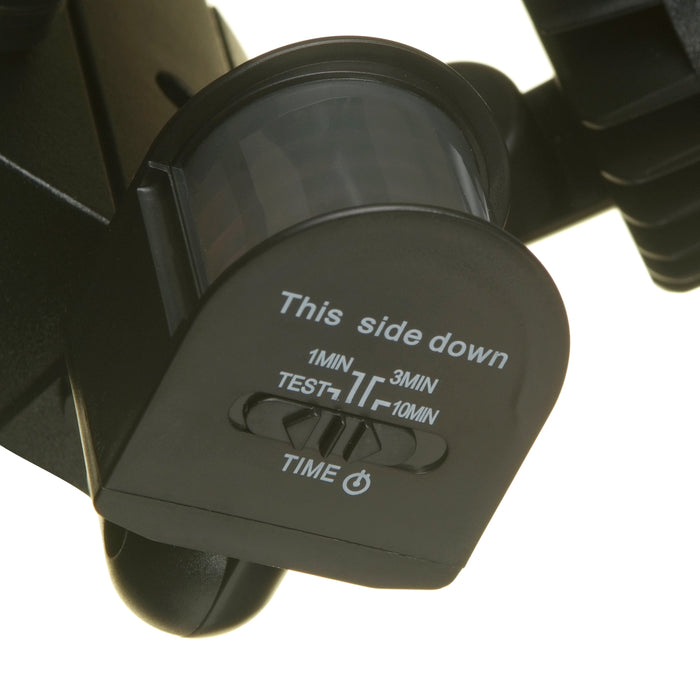 Lutec 7622104330 SHRIMP 12W IP54 LED Twin Head Floodlight with PIR 5000K - Black