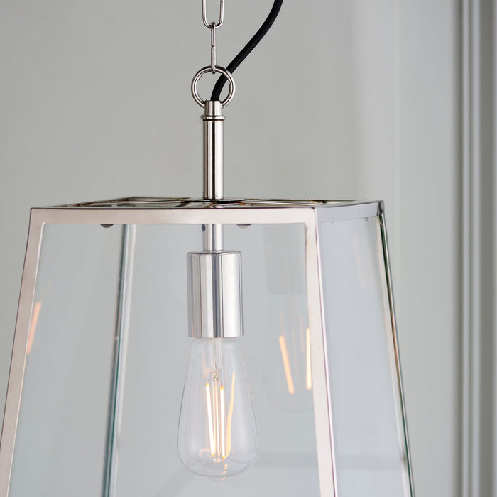 Endon 76225 Hurst 1lt Pendant Bright nickel plate & clear glass 10W LED E27 (Required) - westbasedirect.com