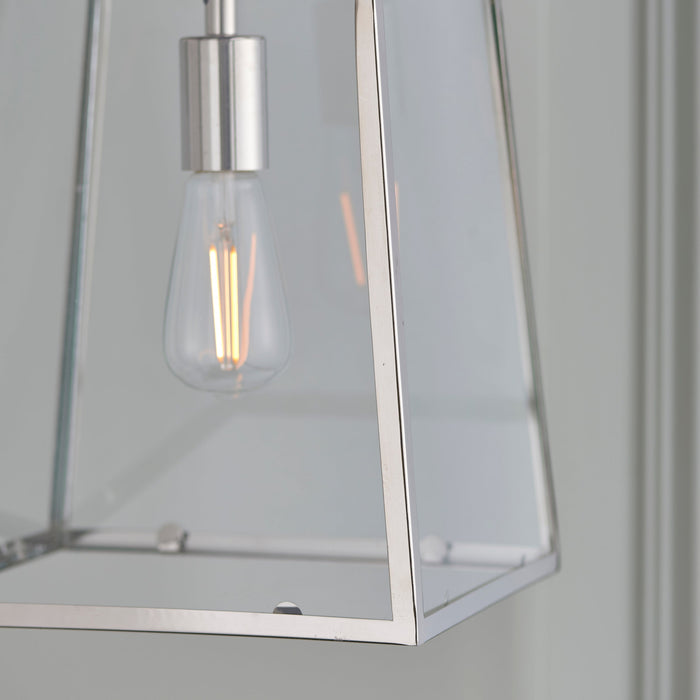 Endon 76225 Hurst 1lt Pendant Bright nickel plate & clear glass 10W LED E27 (Required) - westbasedirect.com