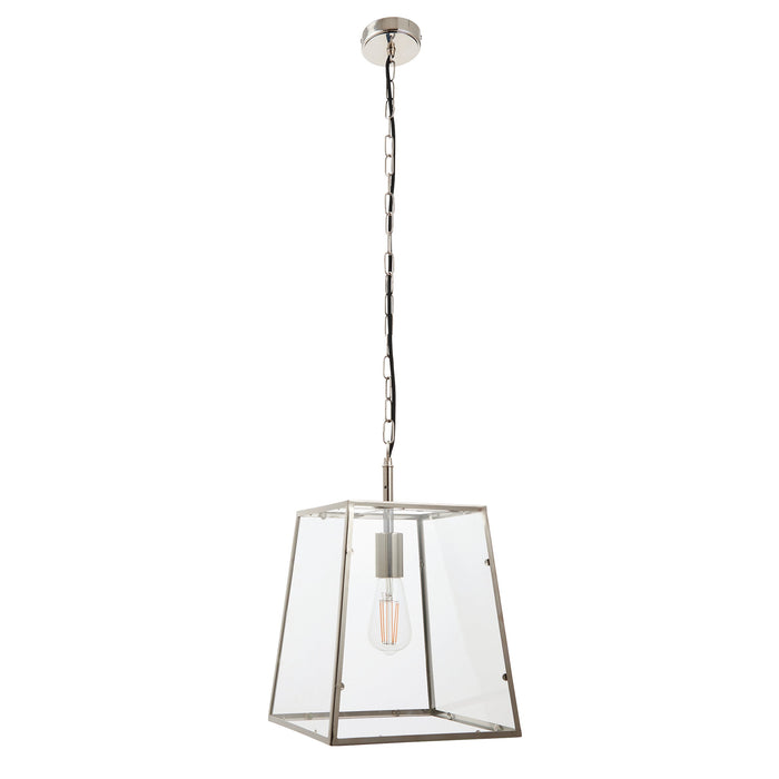 Endon 76225 Hurst 1lt Pendant Bright nickel plate & clear glass 10W LED E27 (Required) - westbasedirect.com