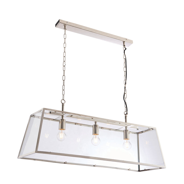 Endon 76227 Hurst 3lt Pendant Bright nickel plate & clear glass 3 x 10W LED E27 (Required) - westbasedirect.com