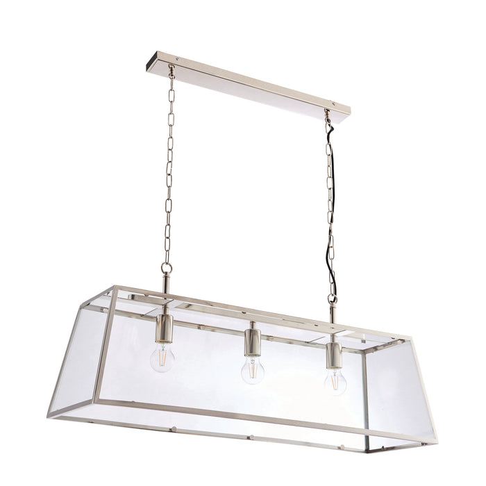 Endon 76227 Hurst 3lt Pendant Bright nickel plate & clear glass 3 x 10W LED E27 (Required) - westbasedirect.com