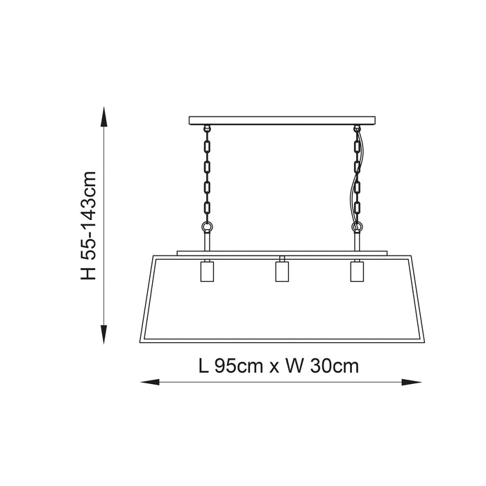 Endon 76227 Hurst 3lt Pendant Bright nickel plate & clear glass 3 x 10W LED E27 (Required) - westbasedirect.com