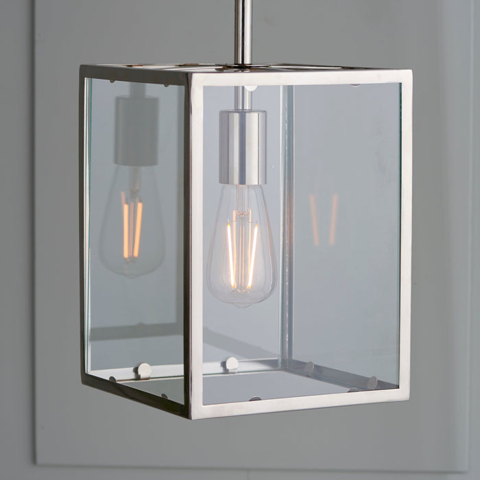 Endon 76228 Hadden 1lt Pendant Bright nickel plate & clear glass 10W LED E27 (Required) - westbasedirect.com