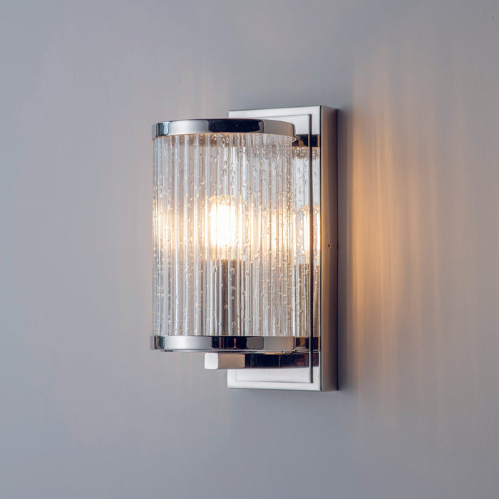 Endon 76259 Easton 1lt Wall Bright nickel plate & ribbed bubble glass 6W LED E14 (Required) - westbasedirect.com