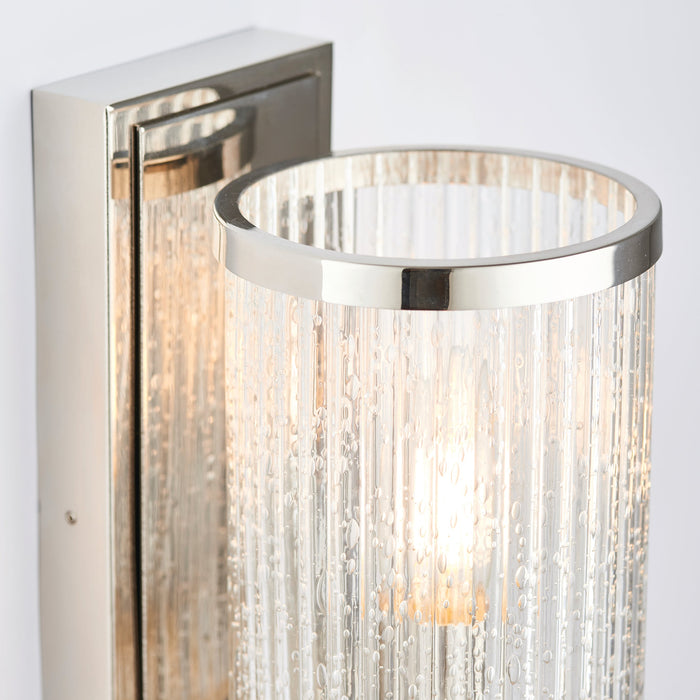 Endon 76259 Easton 1lt Wall Bright nickel plate & ribbed bubble glass 6W LED E14 (Required) - westbasedirect.com