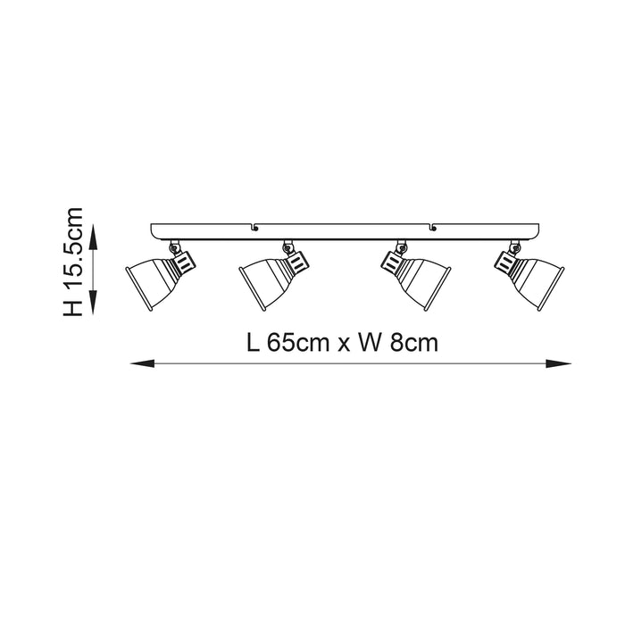 Endon 76280 Westbury 4lt Spot Antique brass plate 4 x 4.6W LED GU10 Warm White (Required) - westbasedirect.com