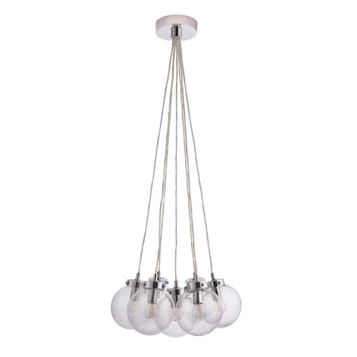 Endon 76292 Harbour 7lt Pendant Chrome plate & clear glass with bubbles 7 x 40W E14 golf (Required) - westbasedirect.com