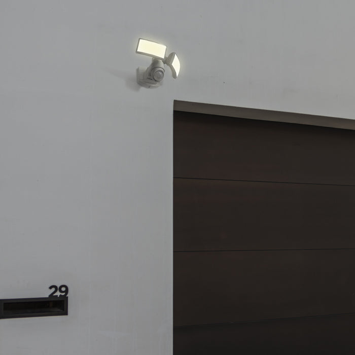 Lutec 7632201053 ARC 13W IP54 LED Twin Head Floodlight with PIR 5000K - White