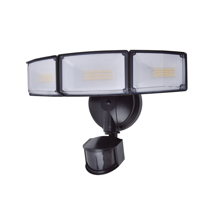 Lutec 7632817012 TRI GUARD 23W IP54 LED Triple Head Floodlight with PIR 5000K - Black