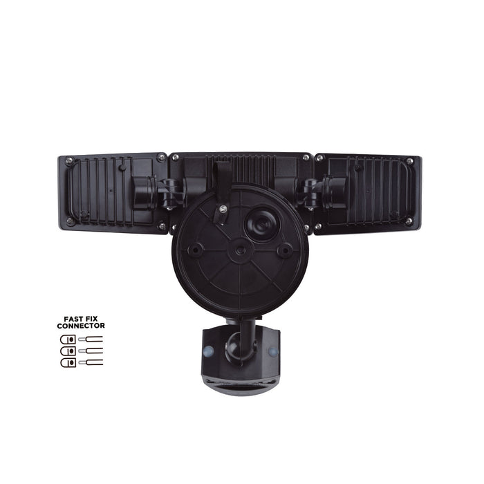 Lutec 7632817012 TRI GUARD 23W IP54 LED Triple Head Floodlight with PIR 5000K - Black