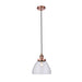 Endon 76332 Hansen 1lt Pendant Aged copper plate & clear glass 40W E27 GLS (Required) - westbasedirect.com