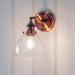 Endon 76334 Hansen 1lt Wall Aged copper plate & clear glass 40W E14 golf (Required) - westbasedirect.com