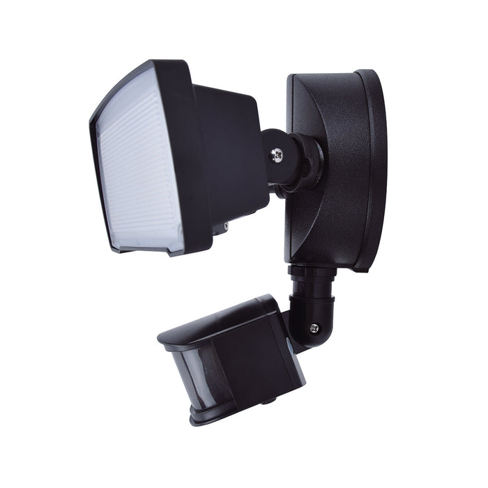 Lutec 7635432330 CHIMERA 21W IP54 LED Twin Head Floodlight with PIR 5000K - Black