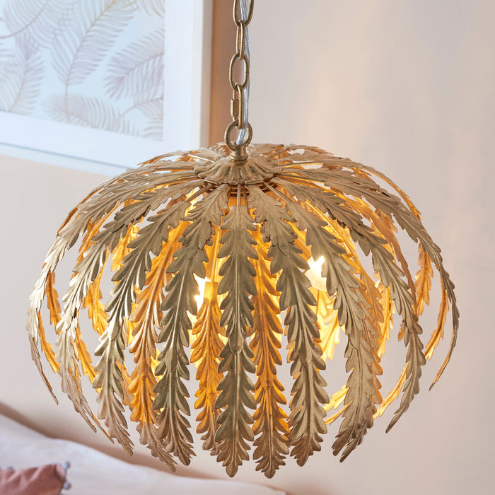 Endon 76360 Delphine 3lt Pendant Gold leaf 3 x 40W E14 candle (Required) - westbasedirect.com