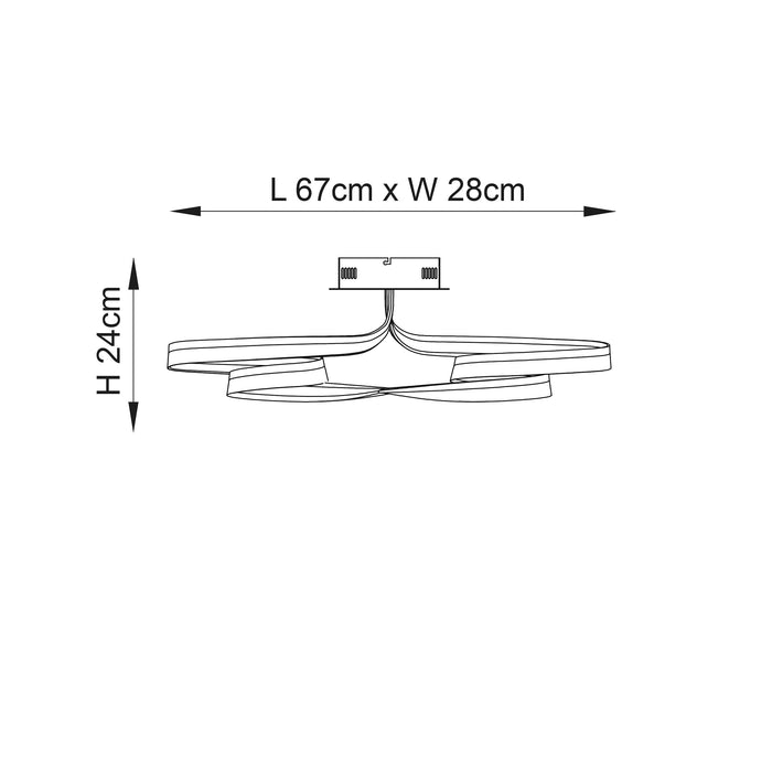 Endon 76393 Aria 1lt Semi flush Chrome plate & white silicone 42W LED tape module (SMD 2835) Warm White - westbasedirect.com