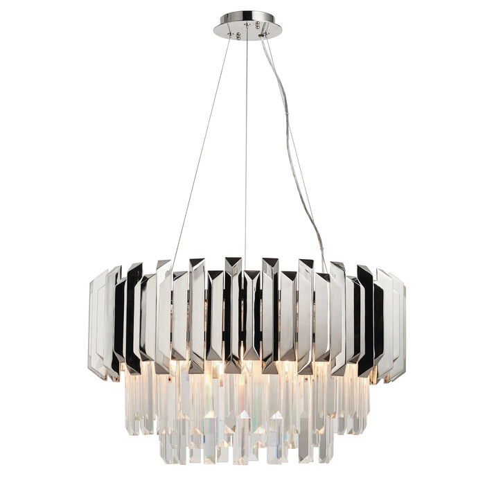 Endon 76430 Valetta 6lt Pendant Clear crystal & polished stainless steel 6 x 40W E14 candle (Required) - westbasedirect.com