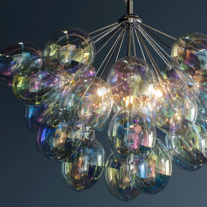 Endon 76450 Infinity 6lt Pendant Chrome plate & iridescent glass 6 x 28W G9 clear capsule (Required) - westbasedirect.com