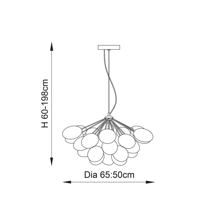 Endon 76450 Infinity 6lt Pendant Chrome plate & iridescent glass 6 x 28W G9 clear capsule (Required) - westbasedirect.com