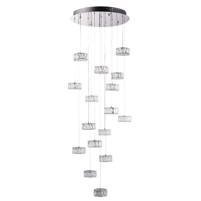 Endon 76486 Prisma 16lt Pendant Chrome plate & clear crystal 16 x 4.06W LED (SMD 2835) Cool White - westbasedirect.com