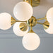 Endon 76501 Oscar 6lt Semi flush Satin brass plate & gloss white glass 6 x 18W G9 clear capsule (Required) - westbasedirect.com