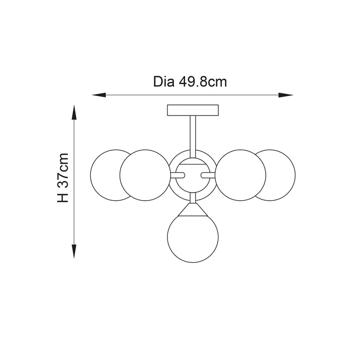 Endon 76501 Oscar 6lt Semi flush Satin brass plate & gloss white glass 6 x 18W G9 clear capsule (Required) - westbasedirect.com