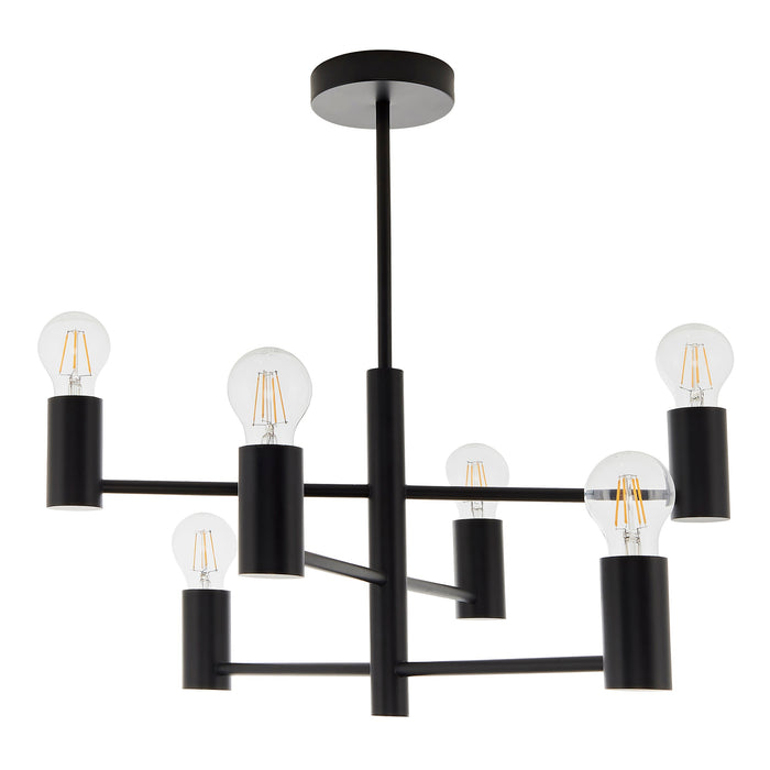 Endon 76502 Studio 6lt Semi flush Matt black 6 x 10W LED E27 (Required) - westbasedirect.com