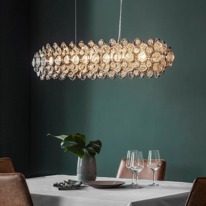 Endon 76507 Marella 8lt Pendant Bright nickel plate & clear glass 8 x 7W LED E14 (Required) - westbasedirect.com