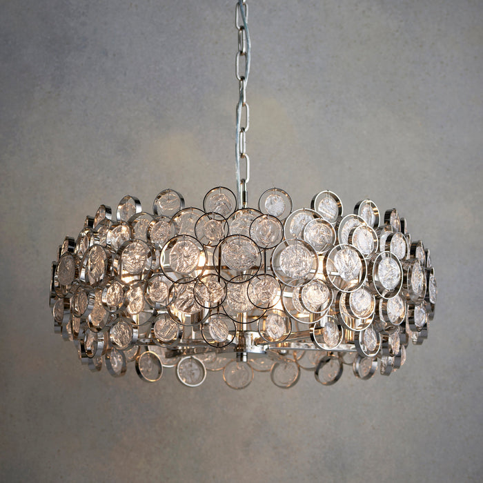 Endon 76508 Marella 6lt Pendant Bright nickel plate & clear glass 6 x 7W LED E14 (Required) - westbasedirect.com