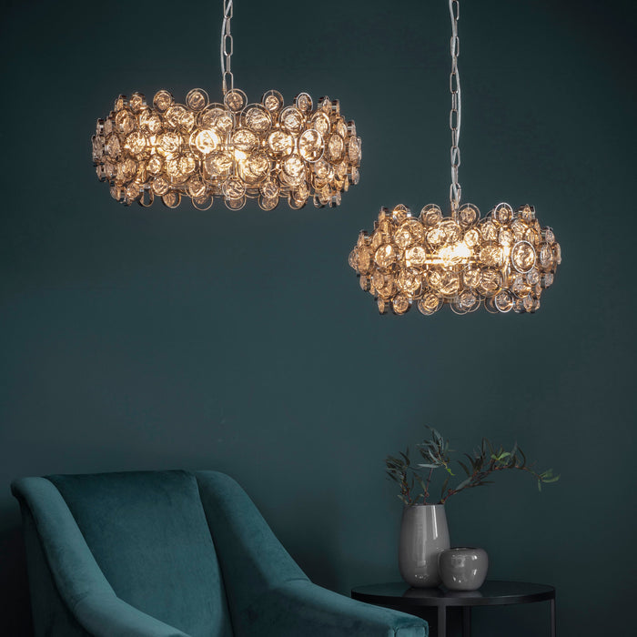 Endon 76508 Marella 6lt Pendant Bright nickel plate & clear glass 6 x 7W LED E14 (Required) - westbasedirect.com