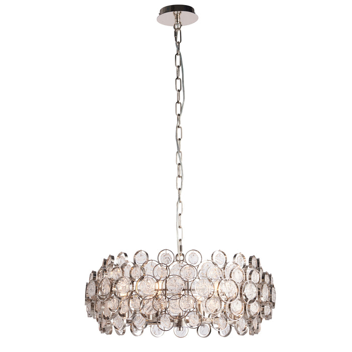 Endon 76508 Marella 6lt Pendant Bright nickel plate & clear glass 6 x 7W LED E14 (Required) - westbasedirect.com