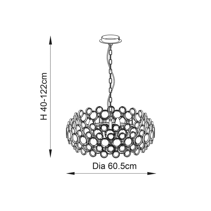 Endon 76508 Marella 6lt Pendant Bright nickel plate & clear glass 6 x 7W LED E14 (Required) - westbasedirect.com