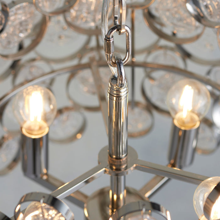 Endon 76509 Marella 4lt Pendant Bright nickel plate & clear glass 4 x 7W LED E14 (Required) - westbasedirect.com