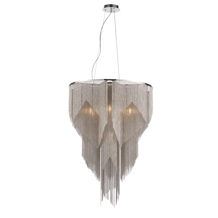 Endon 76512 Loire 7lt Pendant Bright nickel plate & fine chain 7 x 40W E14 candle (Required) - westbasedirect.com