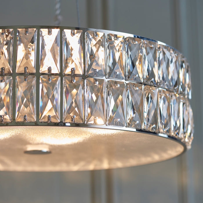 Endon 76513 Verina 5lt Pendant Clear crystal & chrome plate 5 x 5W LED module (DOB) Warm White - westbasedirect.com