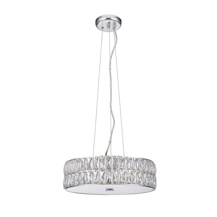 Endon 76513 Verina 5lt Pendant Clear crystal & chrome plate 5 x 5W LED module (DOB) Warm White - westbasedirect.com