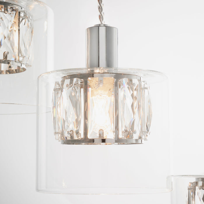 Endon 76518 Verina 12lt Pendant Chrome plate & clear glass 12 x 3W LED G9 (Required) - westbasedirect.com